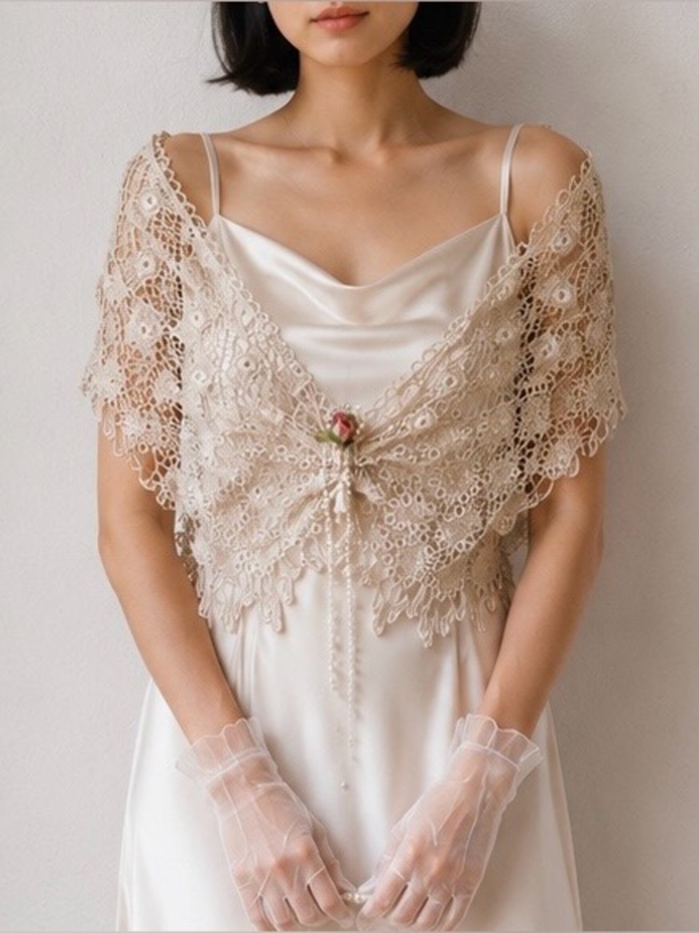 Vintage Elsie Massey Romantic Lace Capelet Shawl Fairycore